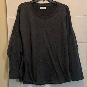Maurices 24/7 Charcoal Long Sleeve Basic Tee Plus 3X — Soft & Cozy Layering Top